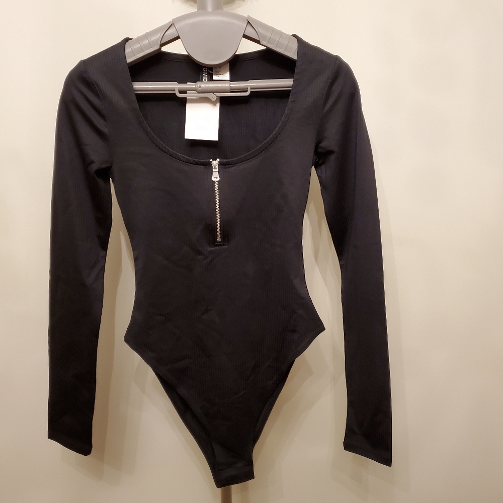 H&M Black Zipper Bodysuit